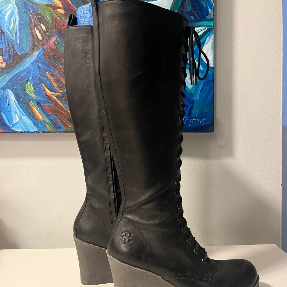 Dr. Martens Black Lace Up Boots with High Heels